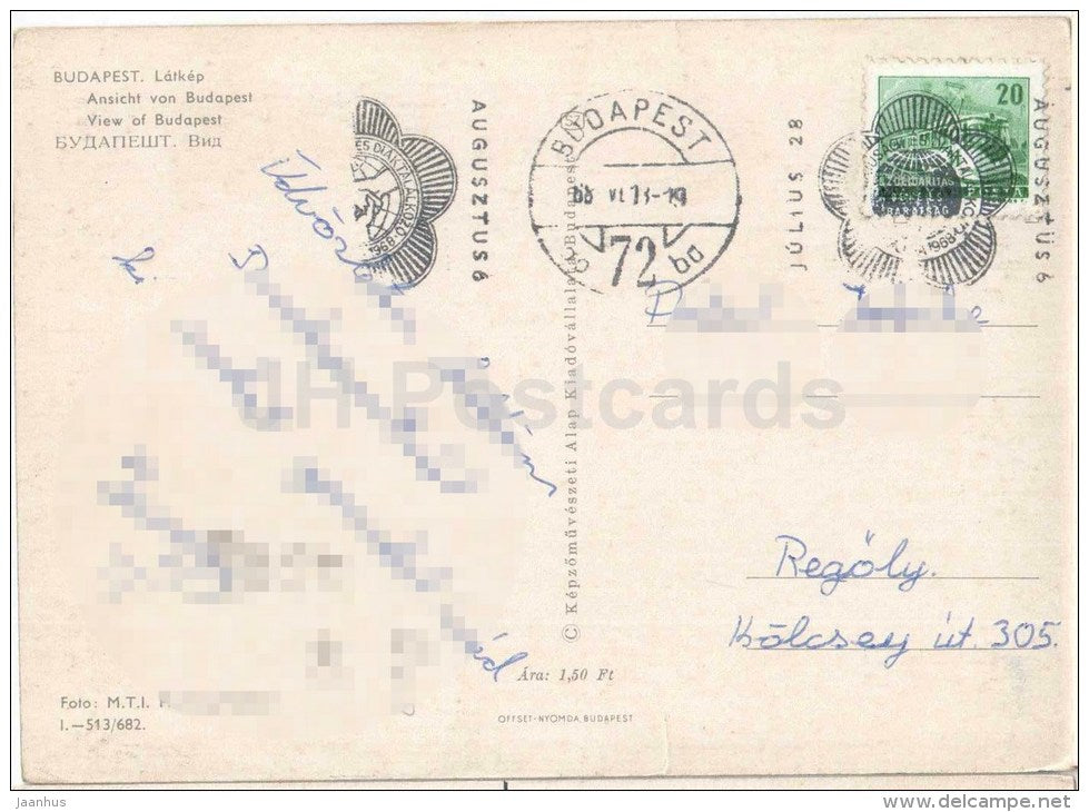 Budapest - View of Budapest - bridge - Hungary - used 1968 - JH Postcards