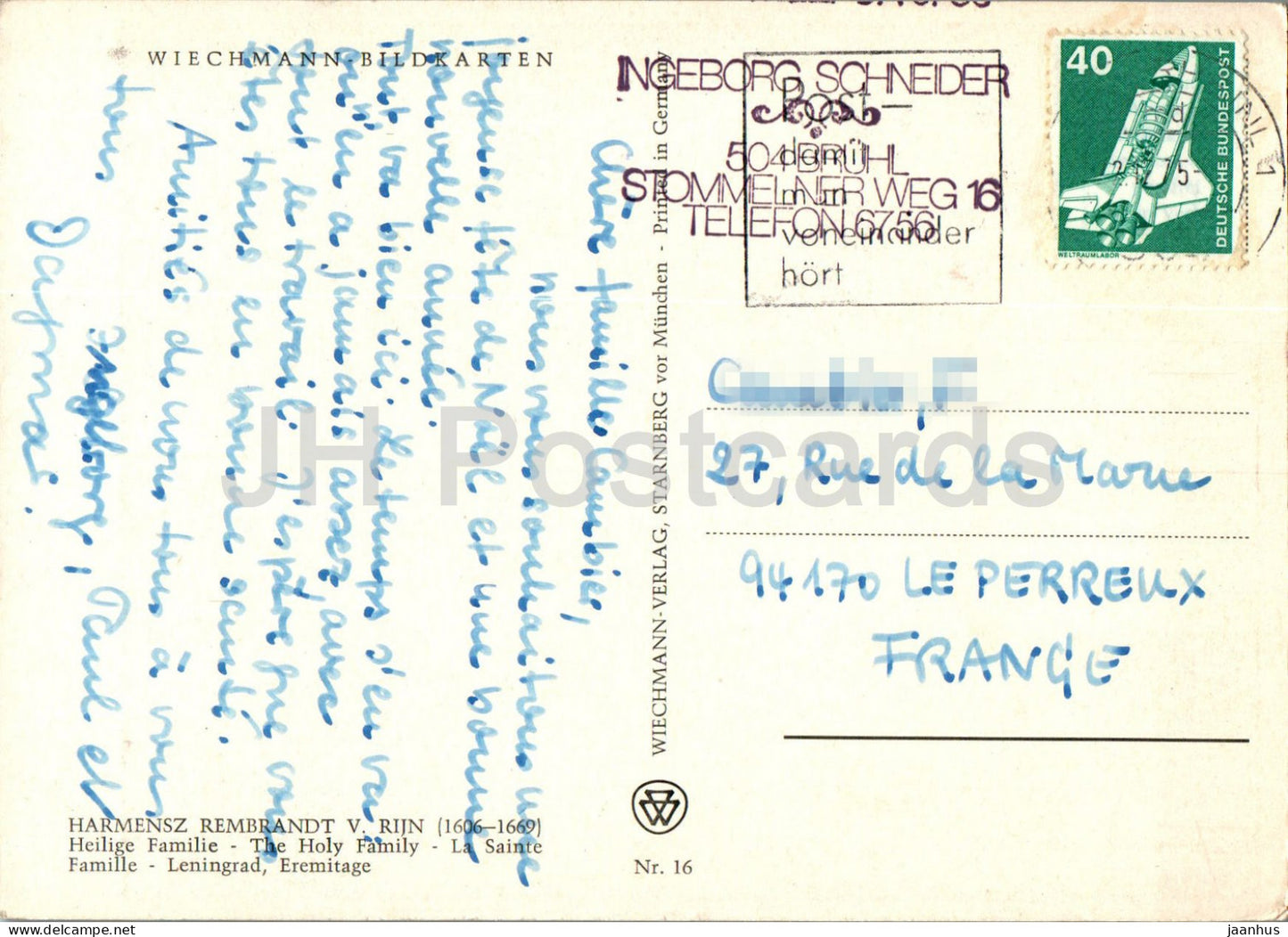 Painting by Rembrandt - Heilige Familie - The Holy Family - 16 - Dutch art - 1975 - German - used