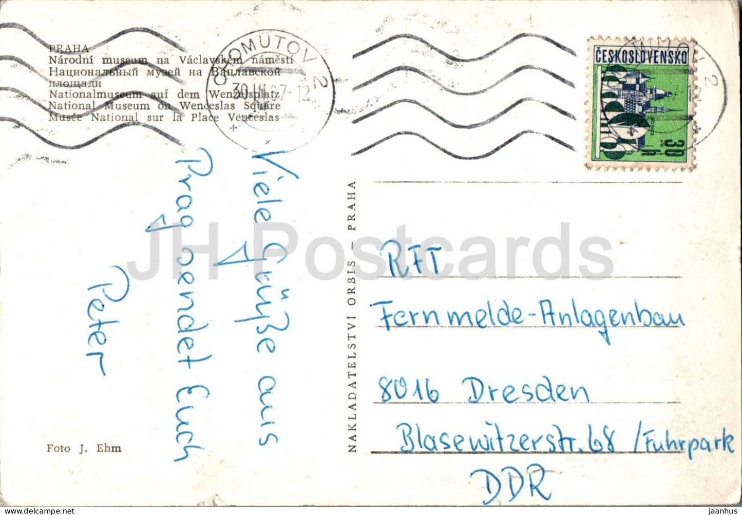 Praha - Prague - Narodni Museum - Nacional Museum on Wenceslas Square tram 1967 - Czech Republic - Czechoslovakia - used