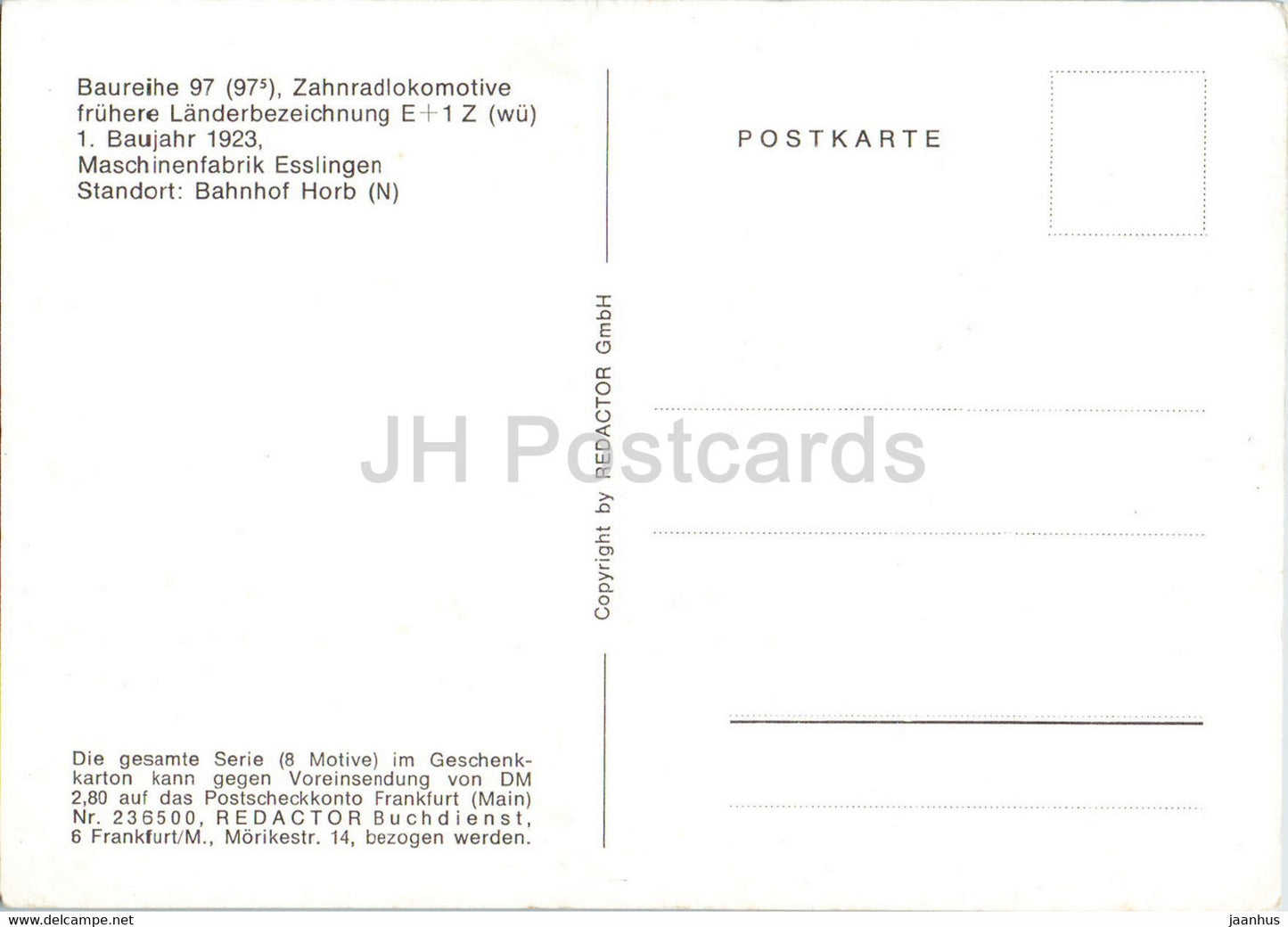 Baureihe 97 - Zahnradlokomotive - Bahnhof Horb - Zug - Eisenbahn - Lokomotive - Deutschland - unbenutzt