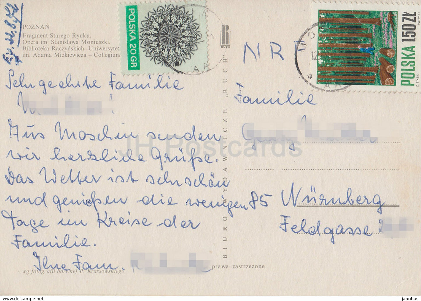 Poznan - Old Market - Opera House - library - collegium - multiview - 1972 - Poland - used