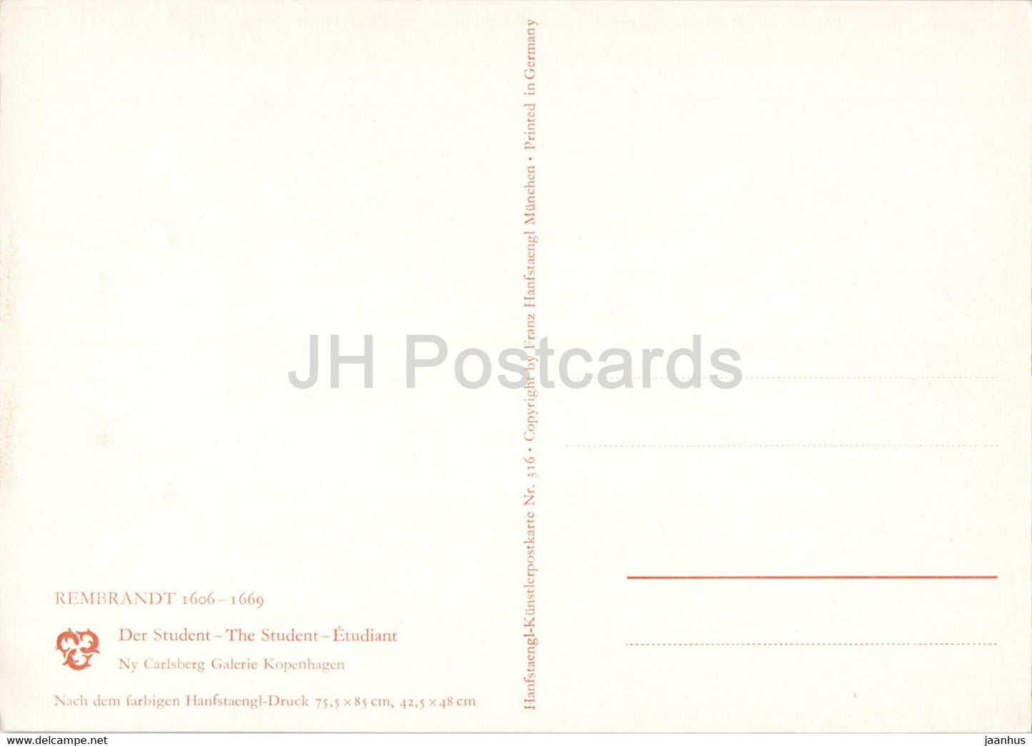 Gemälde von Rembrandt – Der Student – Niederländische Kunst – Deutschland – unbenutzt