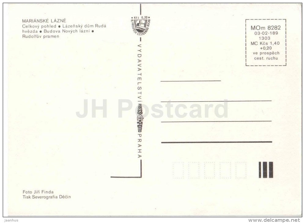 Marianske Lazne - Marienbad - spa house Red Star - Rudolph spring - Czechoslovakia - Czech - unused - JH Postcards