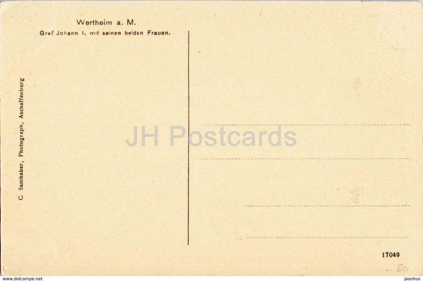 Wertheim a M - Graf Johann I mit seinen beiden Frauen - old postcard - Germany - unused