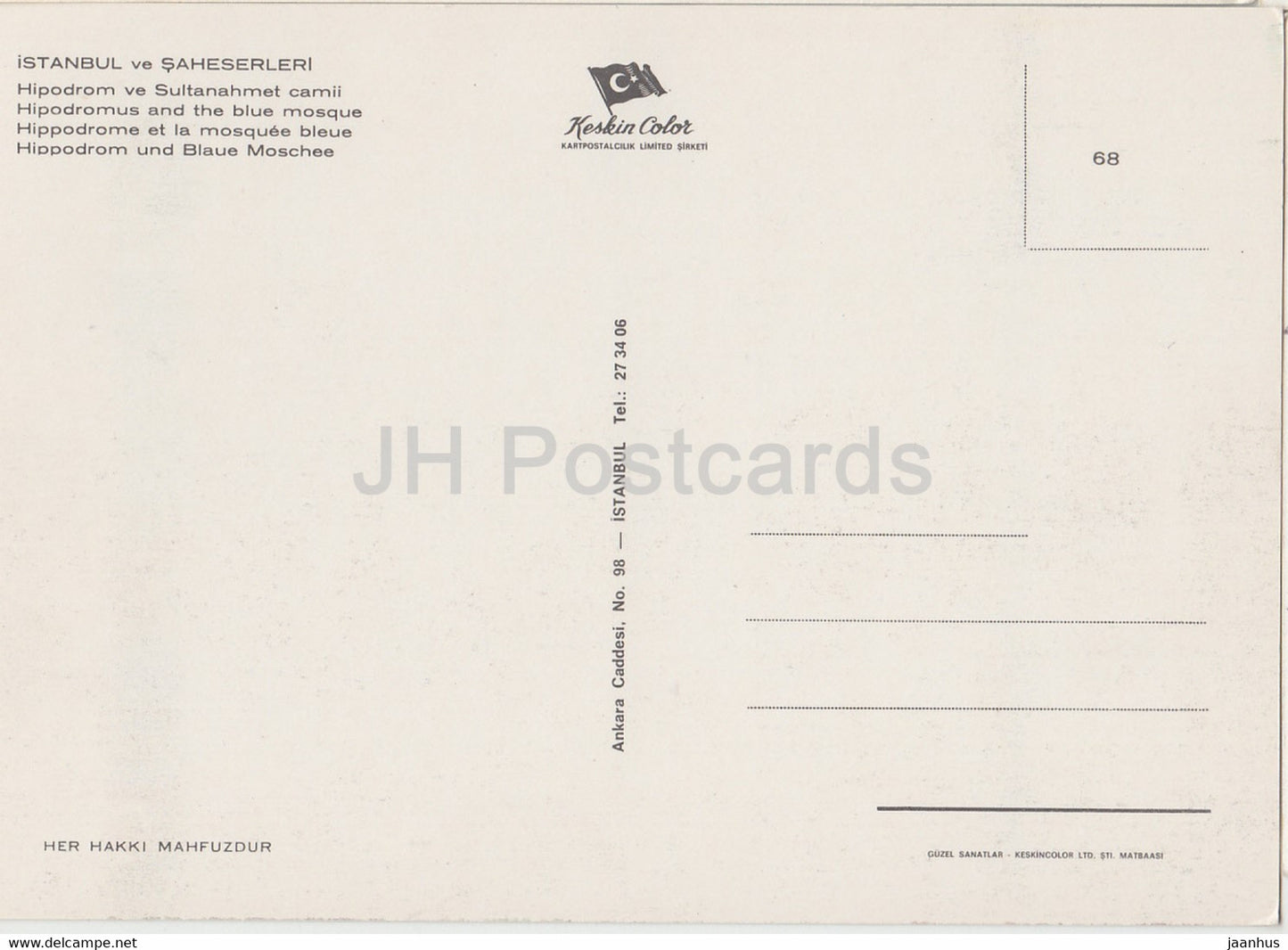 Istanbul - Hipodrom et la Mosquée Bleue - Turquie - inutilisé