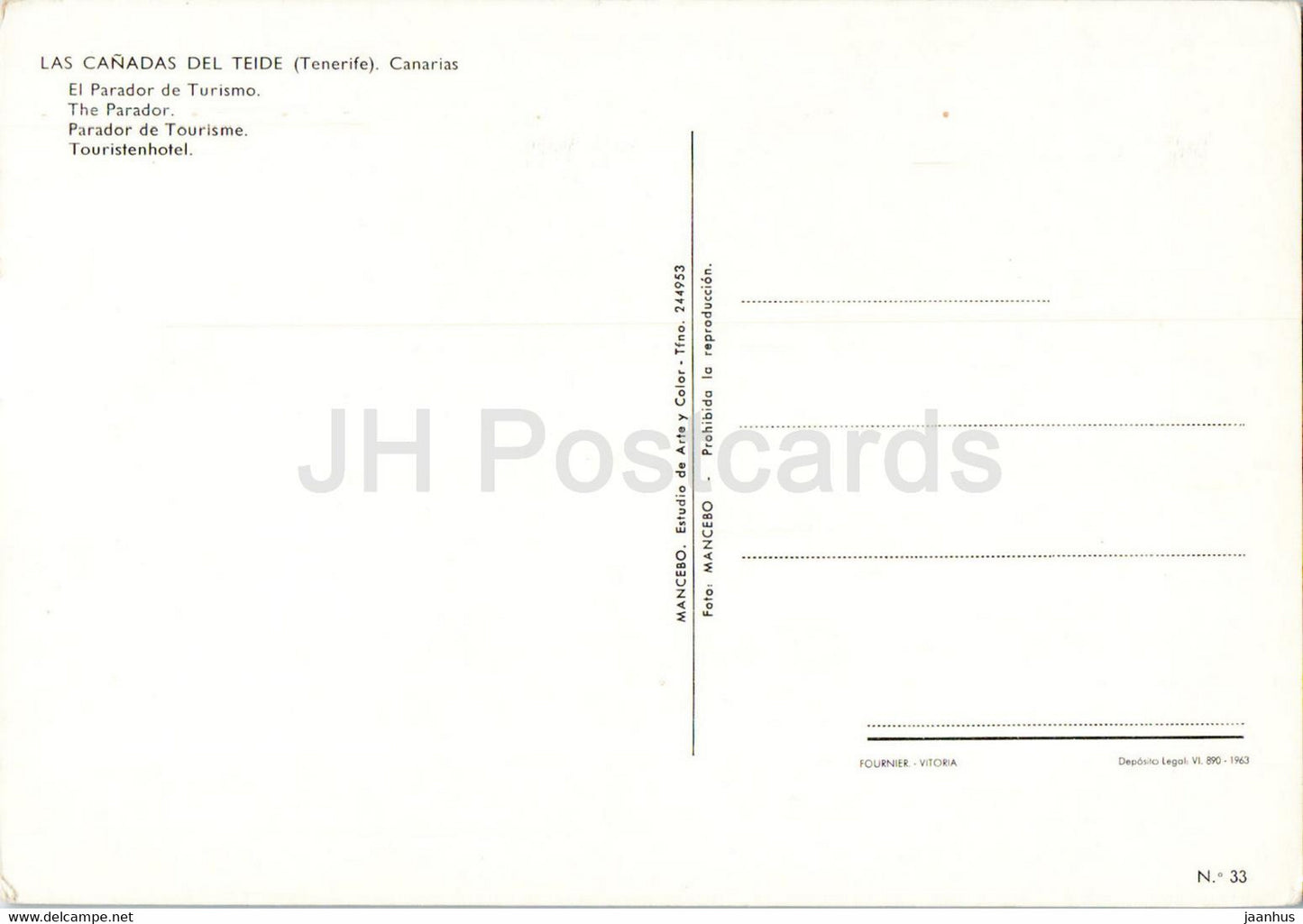 Las Canadas del Teide - El Parador de Turismo - Tenerife - Spain - unused