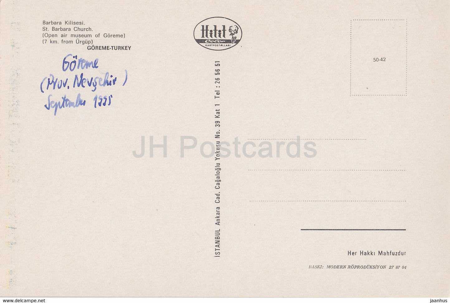 Église Sainte-Barbe - Musée en plein air de Göreme - art ancien - 1995 - Turquie - occasion