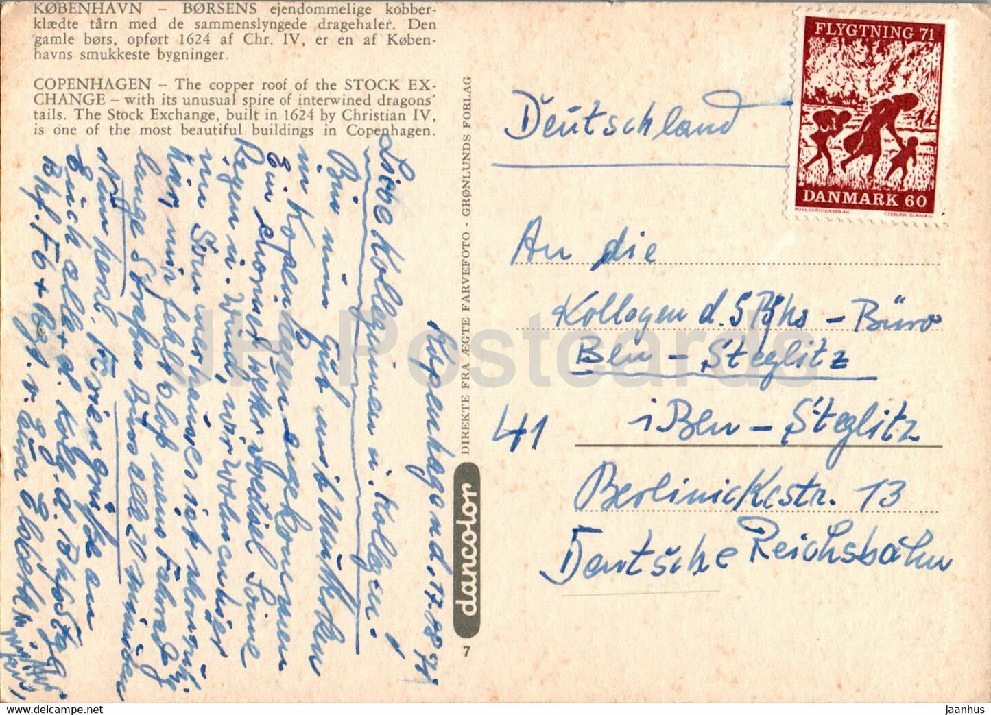 Copenhagen - Kopenhagen - Borsens - Stock Exchange - 1971 - Denmark - used
