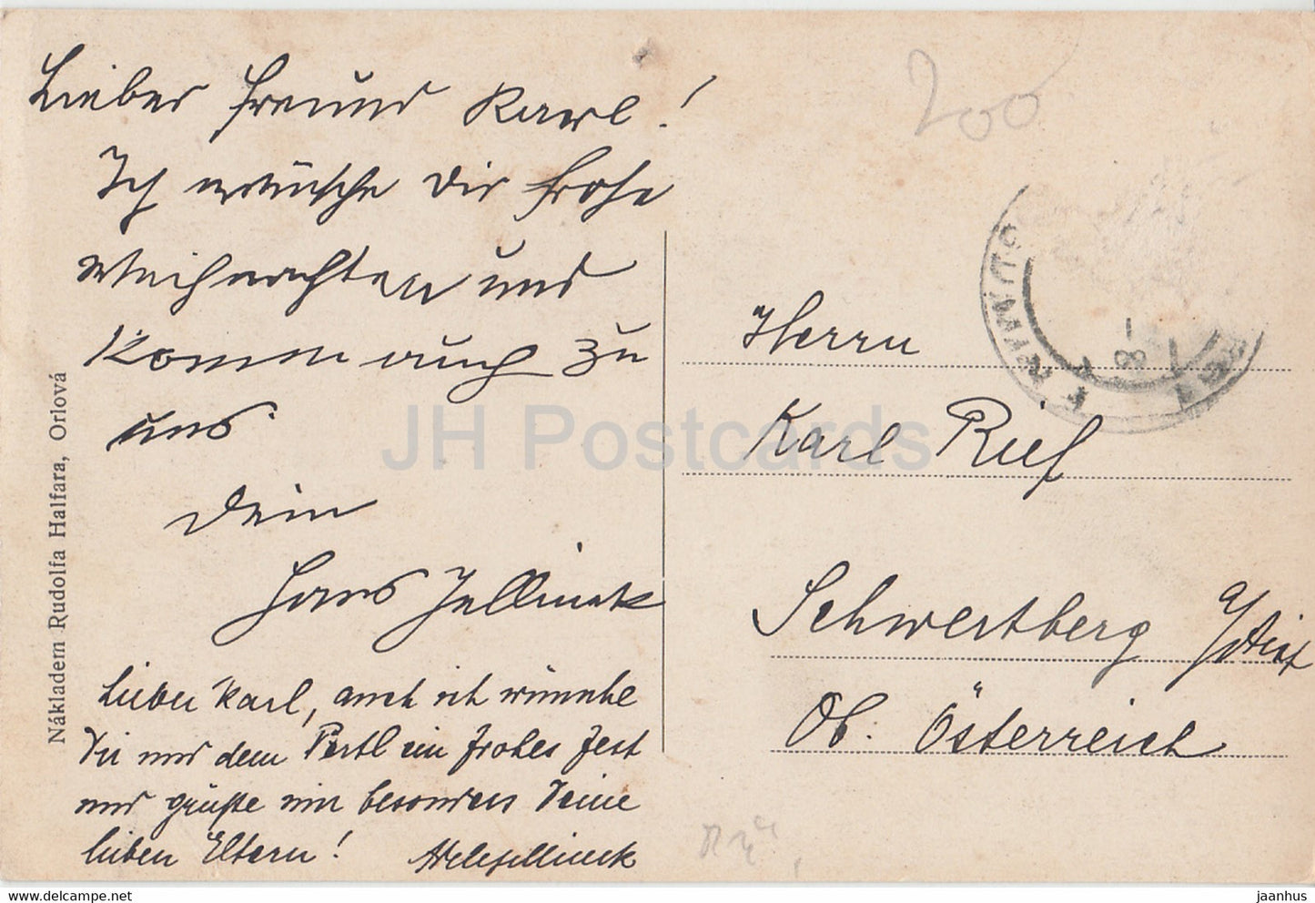 Orlova - Rak Slezsko - Farni Chram - Orlau - church - old postcard - 1910 - Czech Republic - used