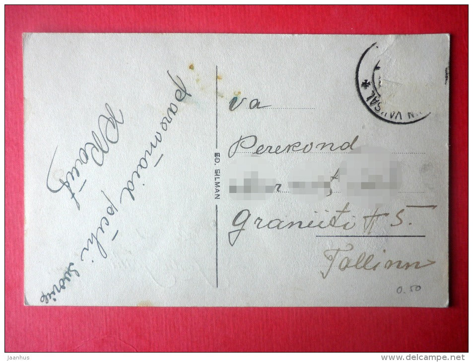 christmas greeting card - river - trees - winter - Ed. Eilman - circulated in Estonia 1930s - JH Postcards