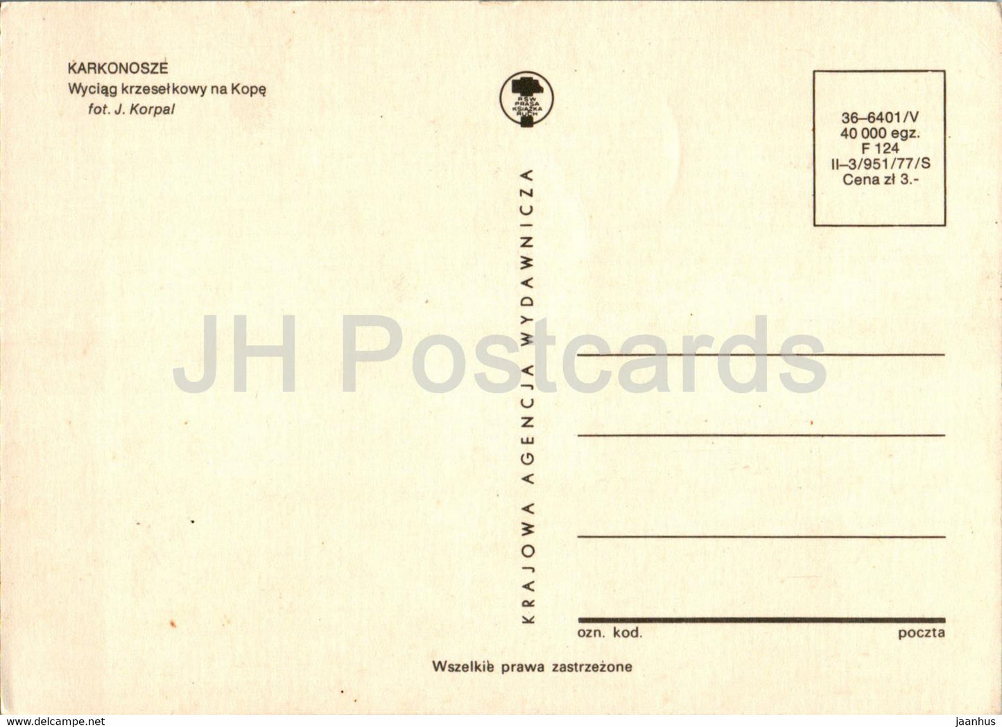 Karkonosze - Wyciag krzesel na Kope - skilift - Poland - unused