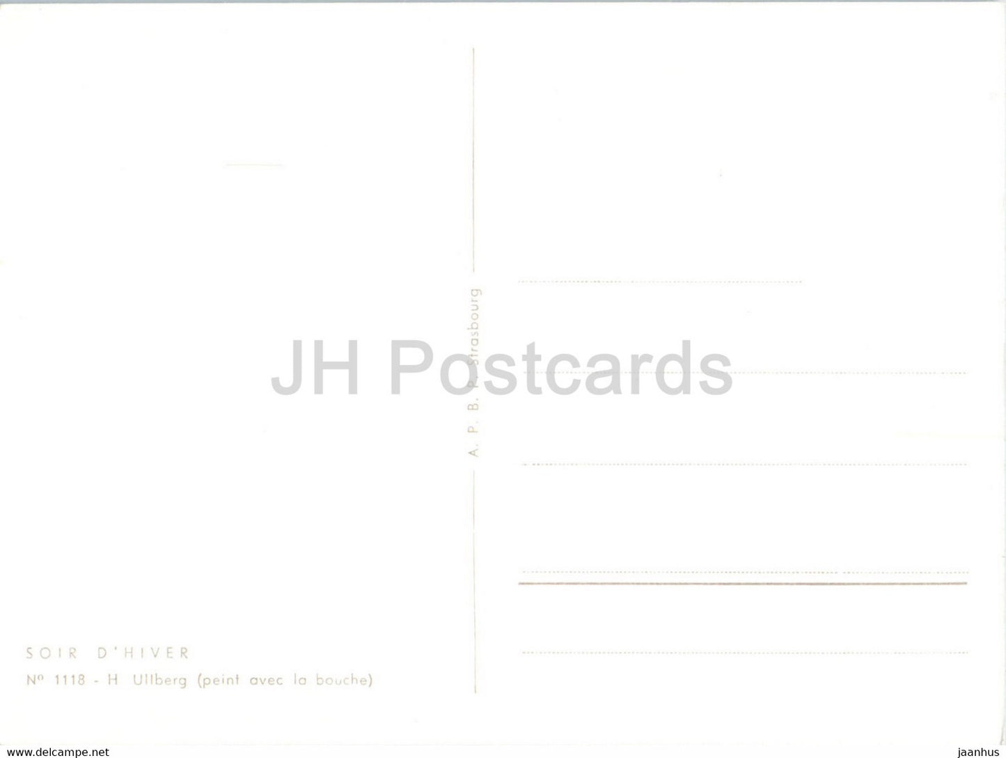 Carte de vœux du Nouvel An de H. Ullberg - hiver - maison - art - France - inutilisée