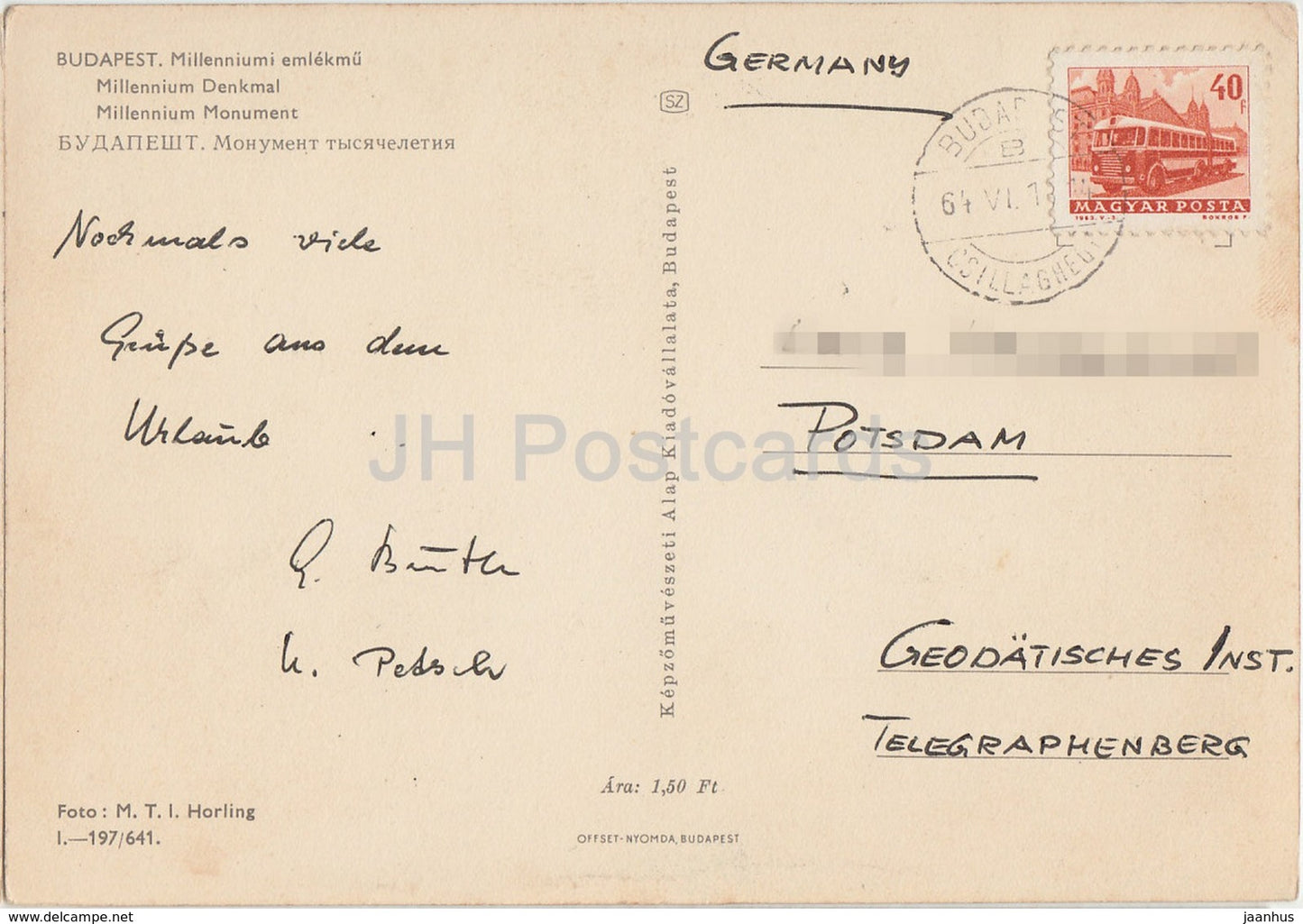 Budapest - Monument du millénaire - 1964 - Hongrie - utilisé