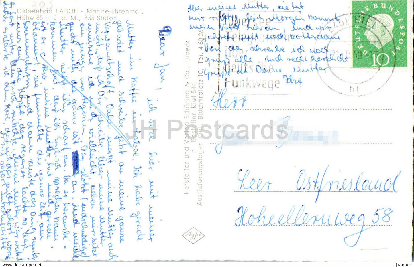 Ostseebad Laboe - Marine Ehrenmal - carte postale ancienne - 1959 - Allemagne - utilisé