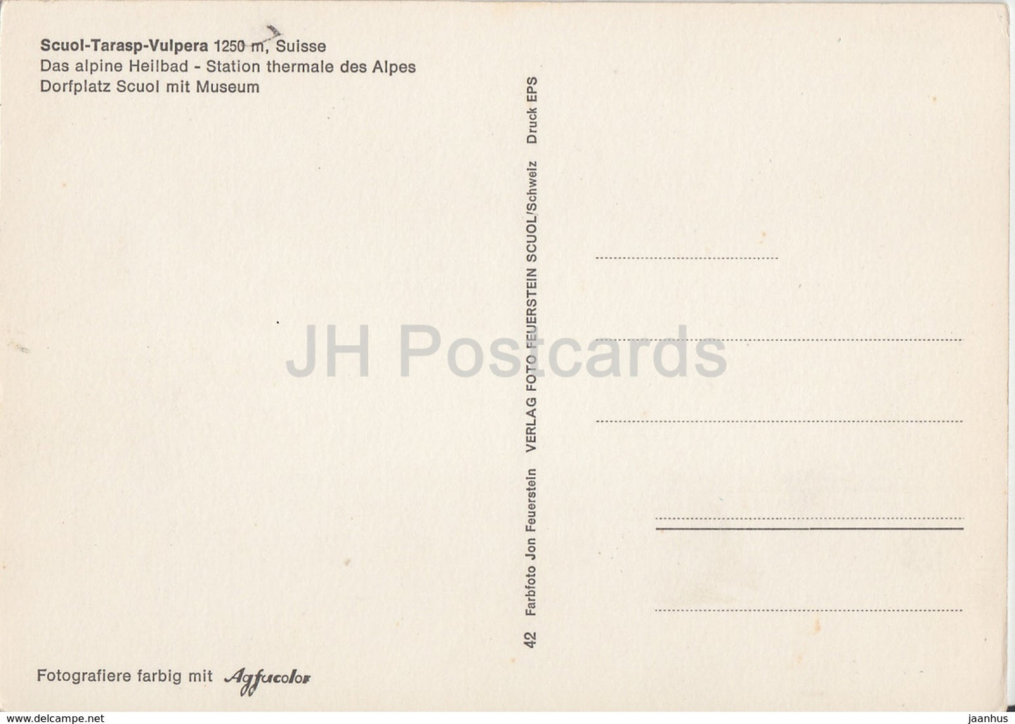 Scuol Tarasp Vulpera 1250 m - Das Alpine Heilbad - Station Thermale - folk costumes - Switzerland - unused