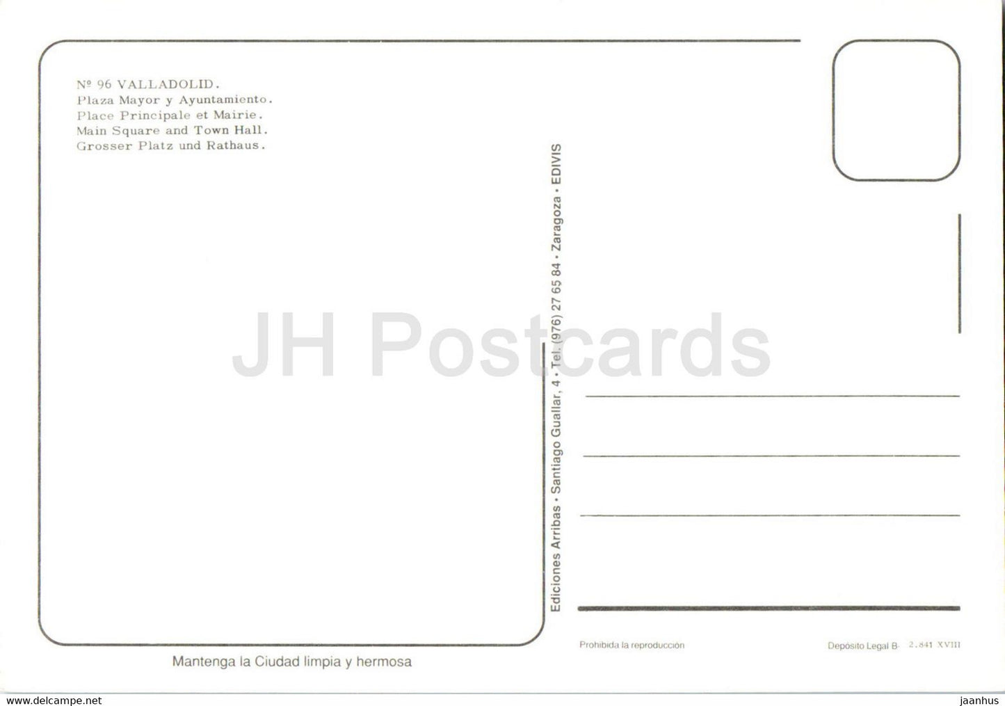 Valladolid - Plaza Mayor y Ayuntamiento - Place principale et hôtel de ville - 96 - Espagne - inutilisé