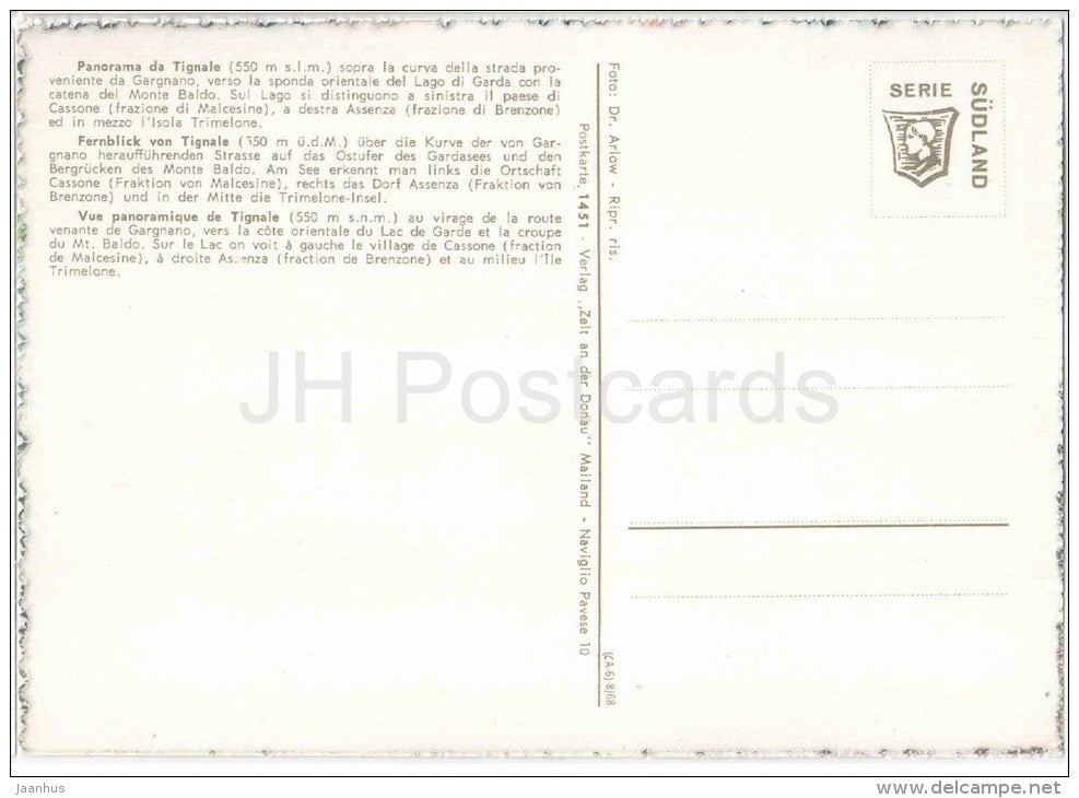 panorama da Tignale - Brescia - serie südland - Lombardia - 1451 - Italia - Italy - unused - JH Postcards