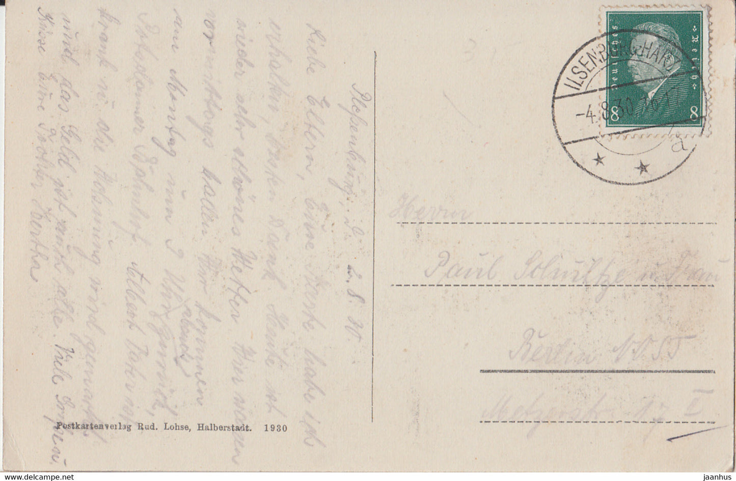 Jagdschloss und Forsthaus Plessenburg bei Ilsenburg - deer - hunting castle - old postcard - 1930 - Germany - used