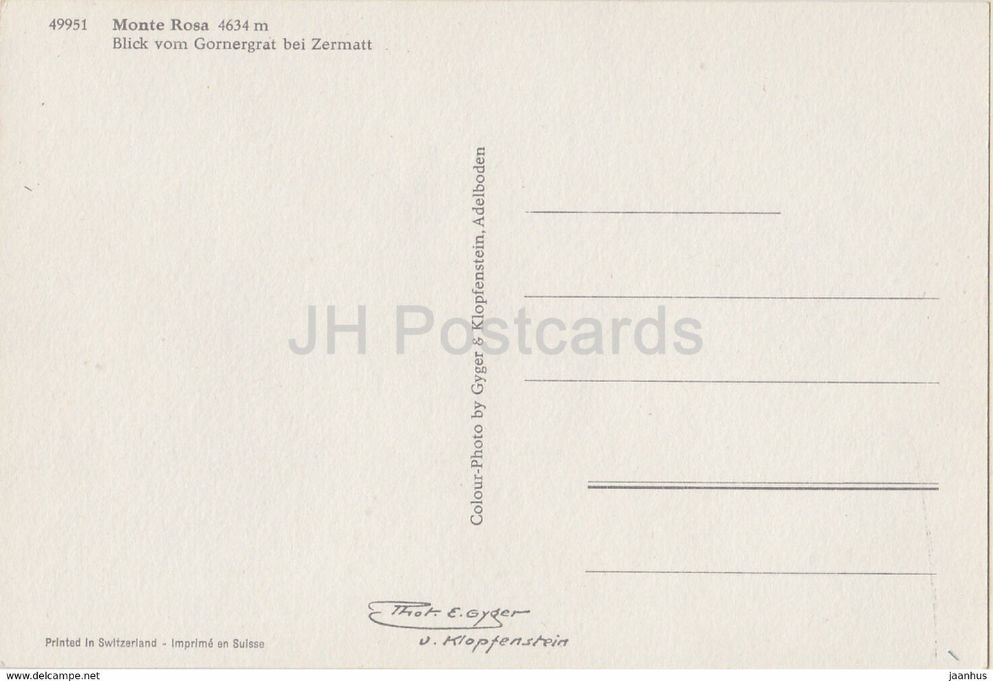 Monte Rosa 4634 m - Blick vom Gornergrat bei Zermatt - 49951 - Schweiz - unbenutzt