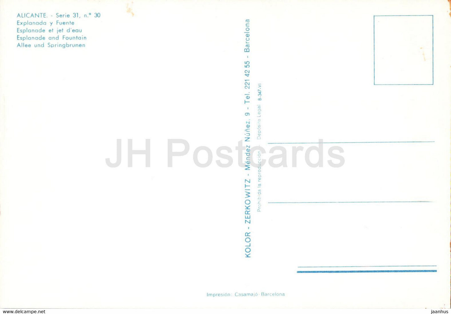 Alicante - Explanada y Fuente - Esplanade et fontaine - 31 - Espagne - inutilisé