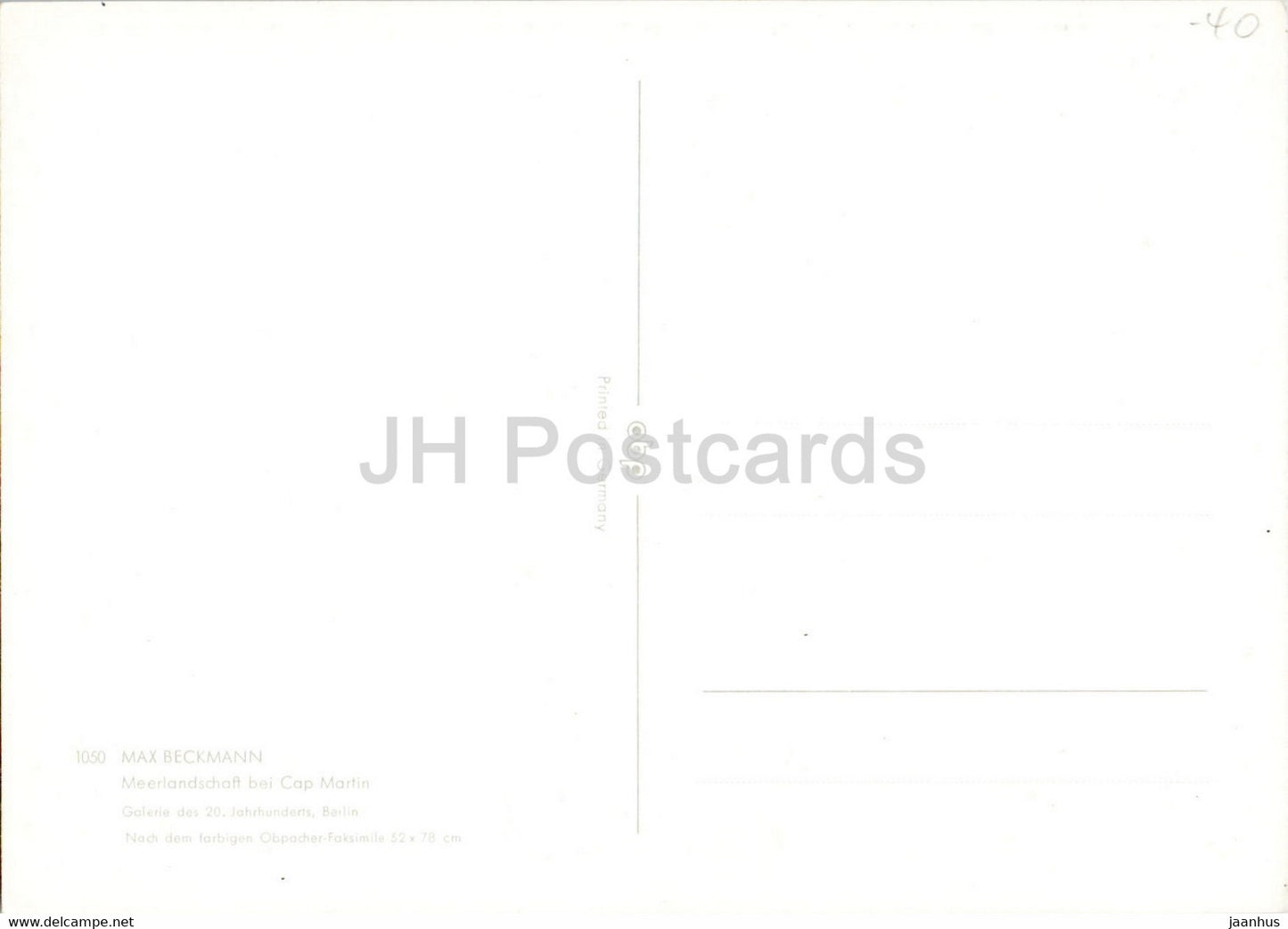 peinture de Max Beckmann - Meerlandschaft bei Cap Martin - Art allemand - Allemagne - inutilisé