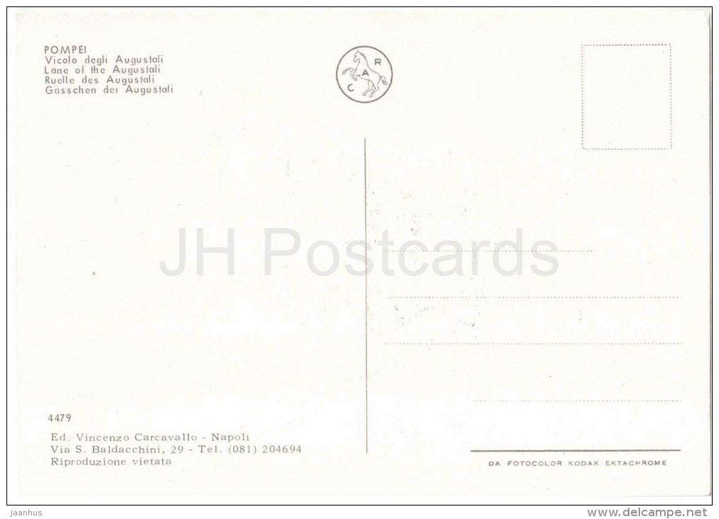 Vicolo degli Augustali - lane of the Augustali - Pompei - Campania - 4479 - Italia - Italy - unused - JH Postcards