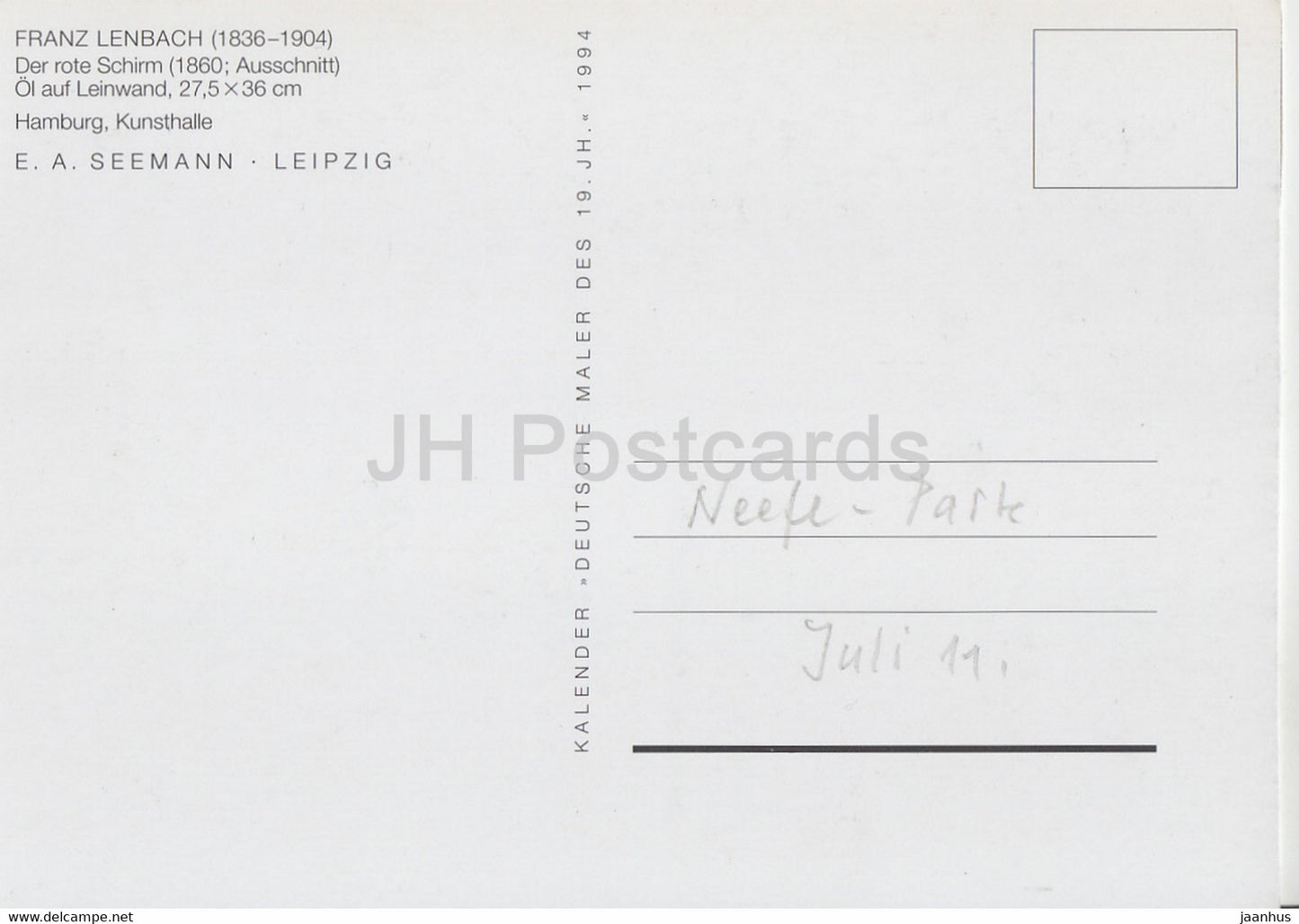 painting by Franz Lenbach - Der Rote Schirm - umbrella - German art - 1994 - Germany - used