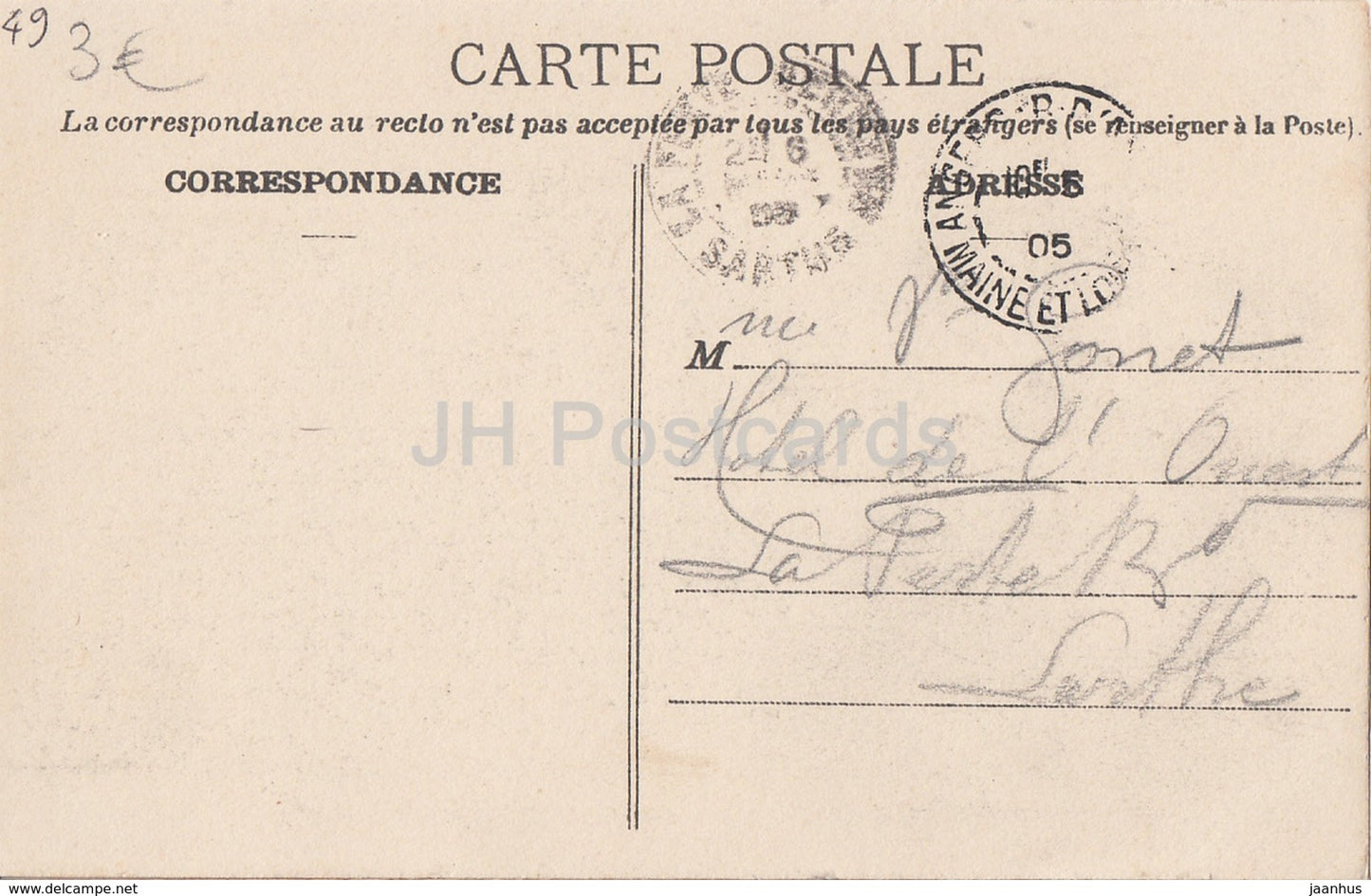 La Poiteviniere - Chateau de la Rochecantin - 254 - castle - old postcard - 1905 - France - used
