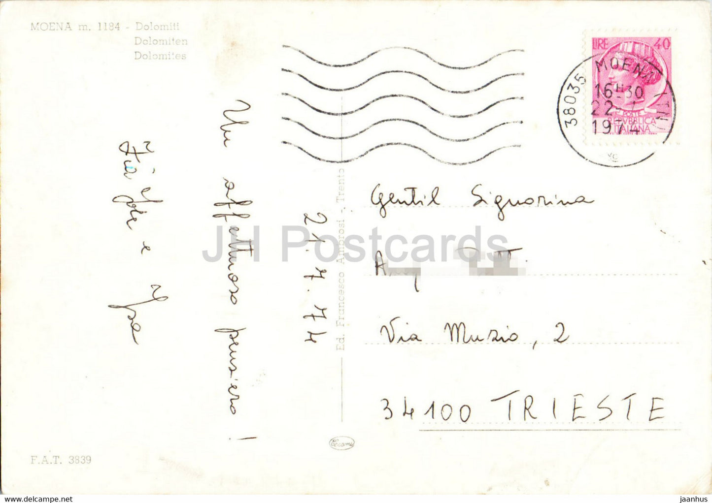 Moena 1184 m - Dolomiti - 1974 - Italie - occasion