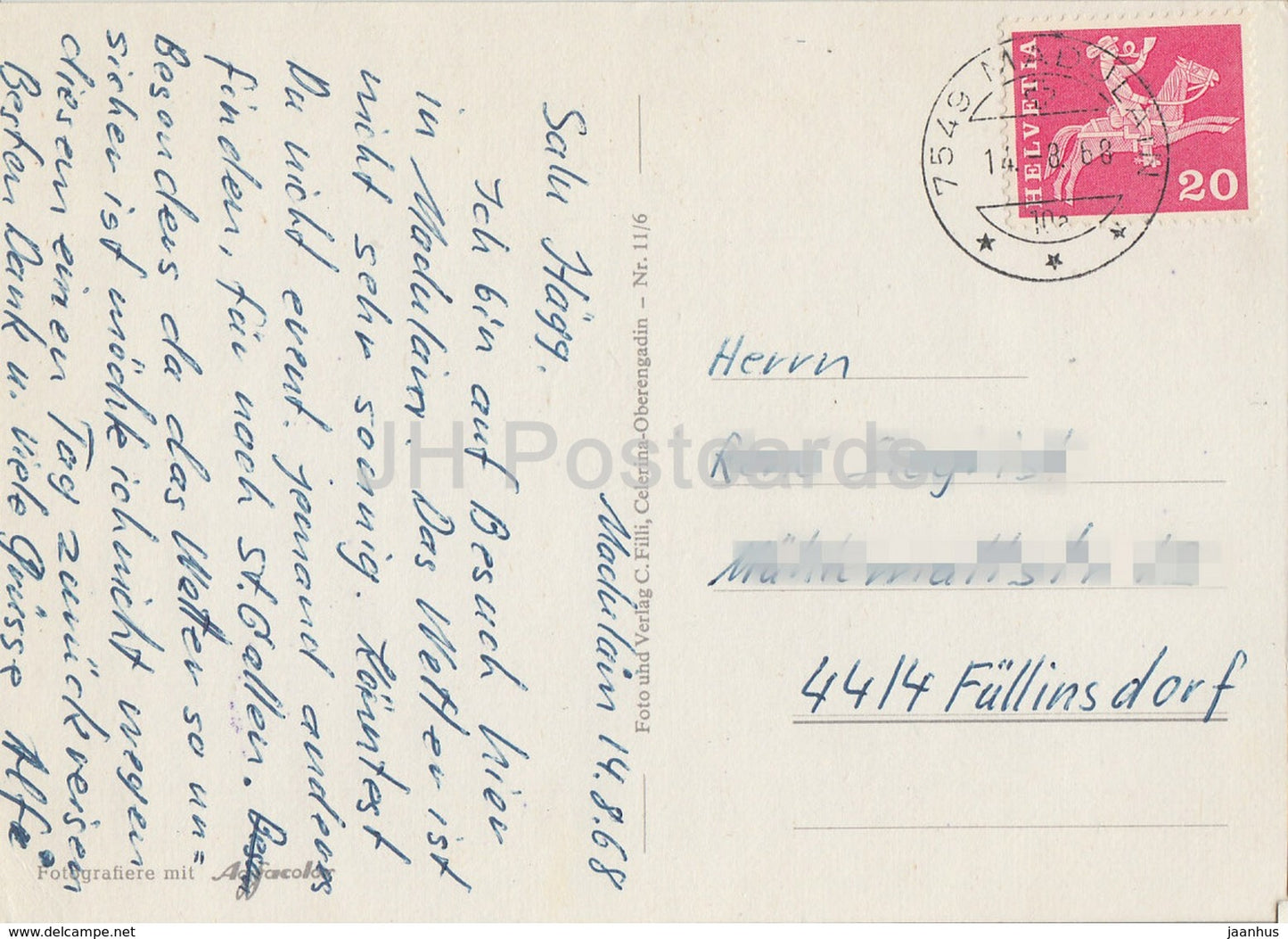 Madulain - Oberengadin - church - 1968 - Switzerland - used