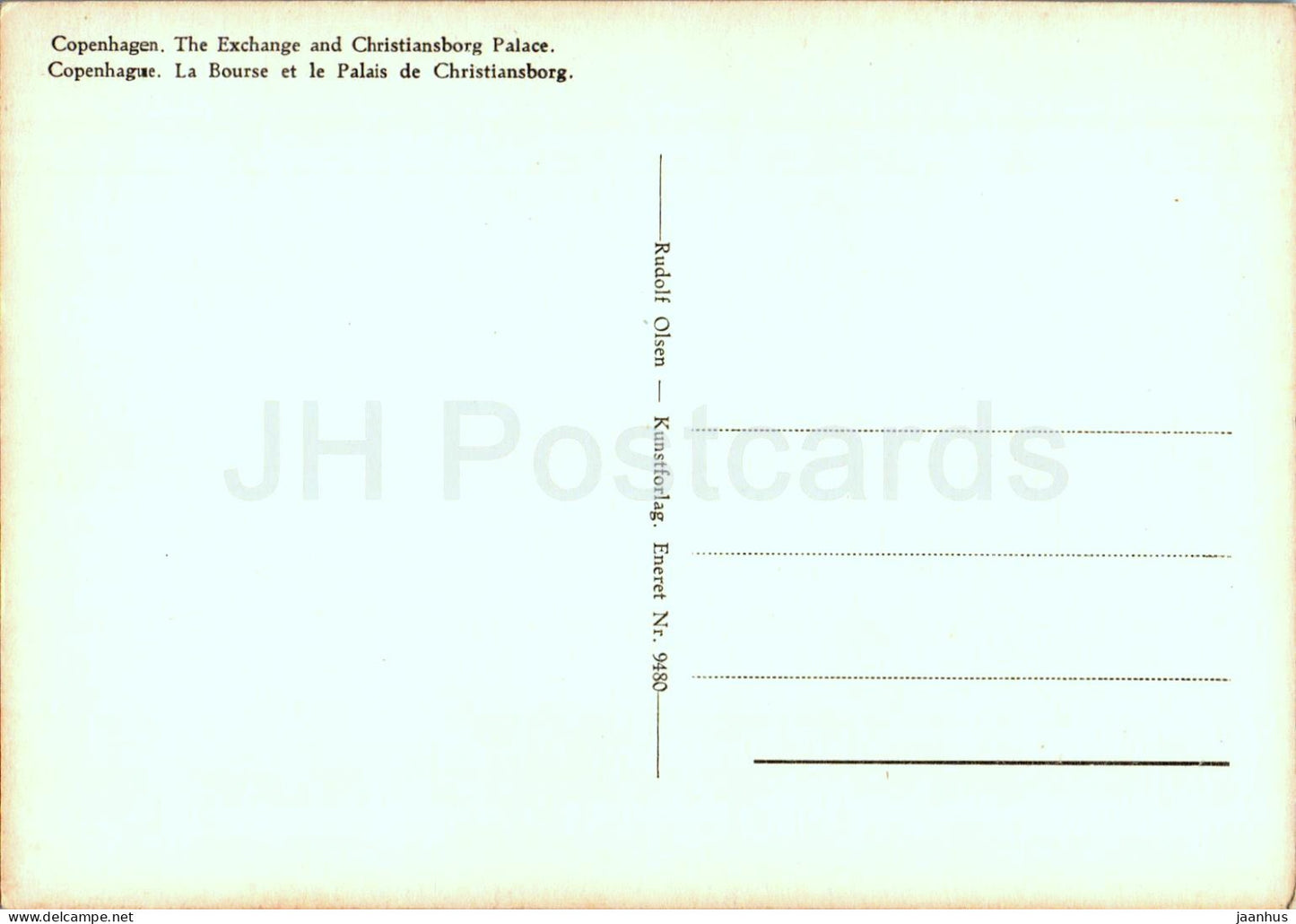 Copenhague - Kobenhavn - La Bourse et le Palais Christiansborg - carte postale ancienne - 9480 - Danemark - inutilisé