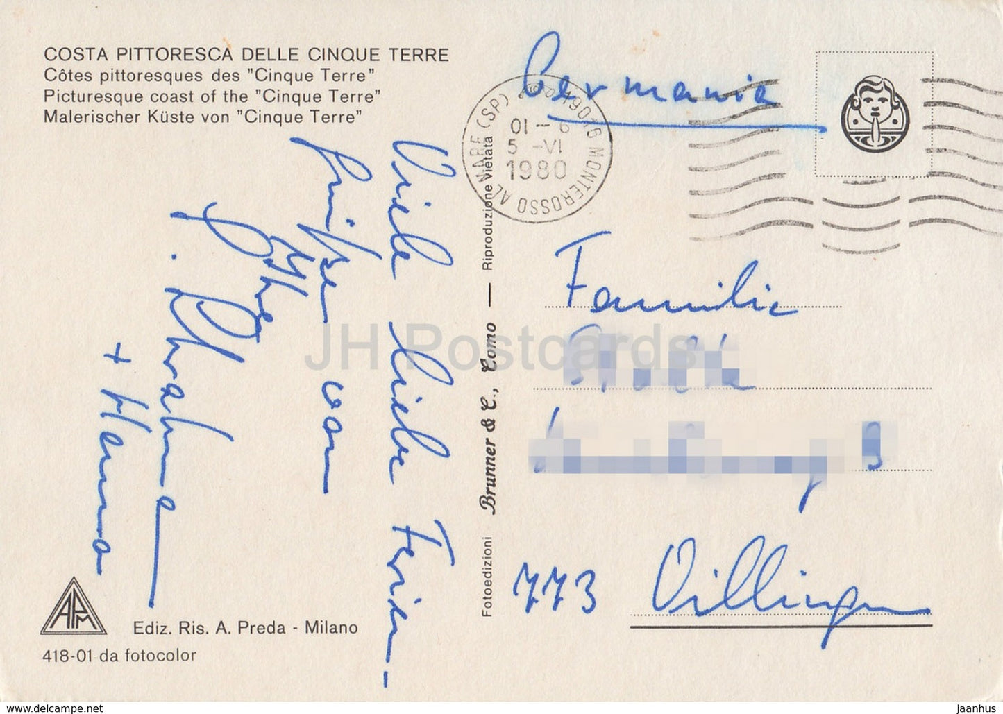 Costa Pittoresca delle Cinque Terre - coast - Italy - 1980 - used