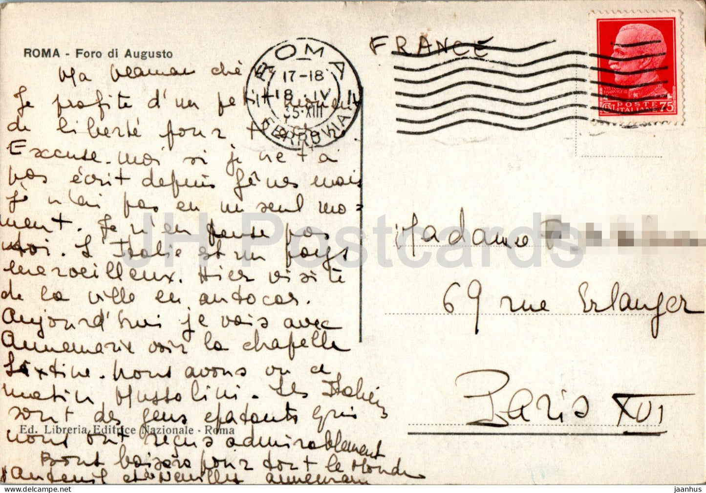 Roma - Rome - Foro di Augusto - Forum of Augustus - ancient world - old postcard - 1935 - Italy - used