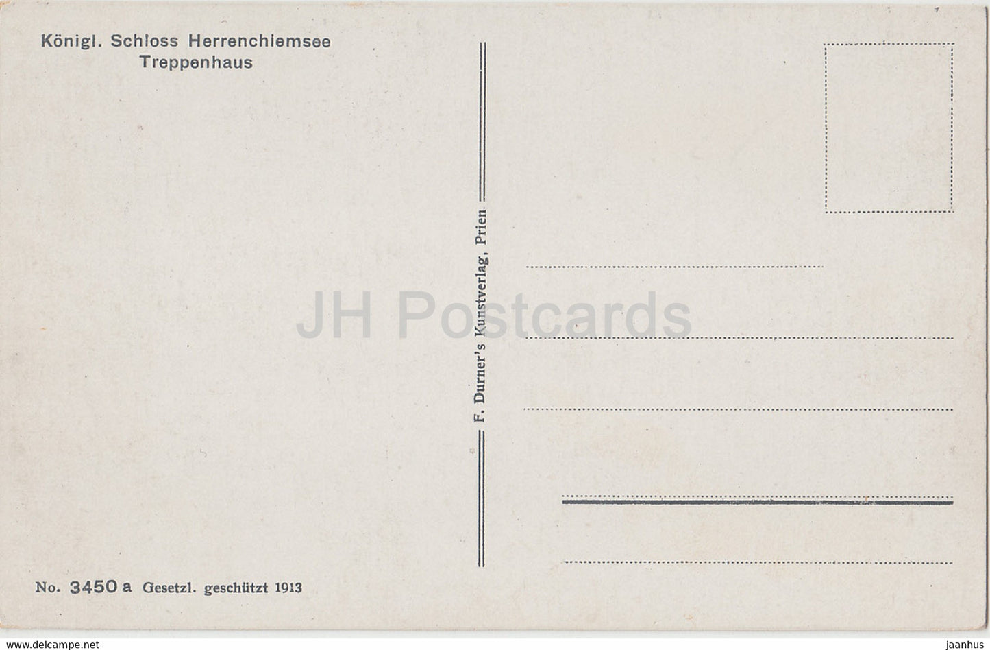 Konigl Schloss Herrenchiemsee - Treppenhaus - castle - 3450 - old postcard - Germany - unused