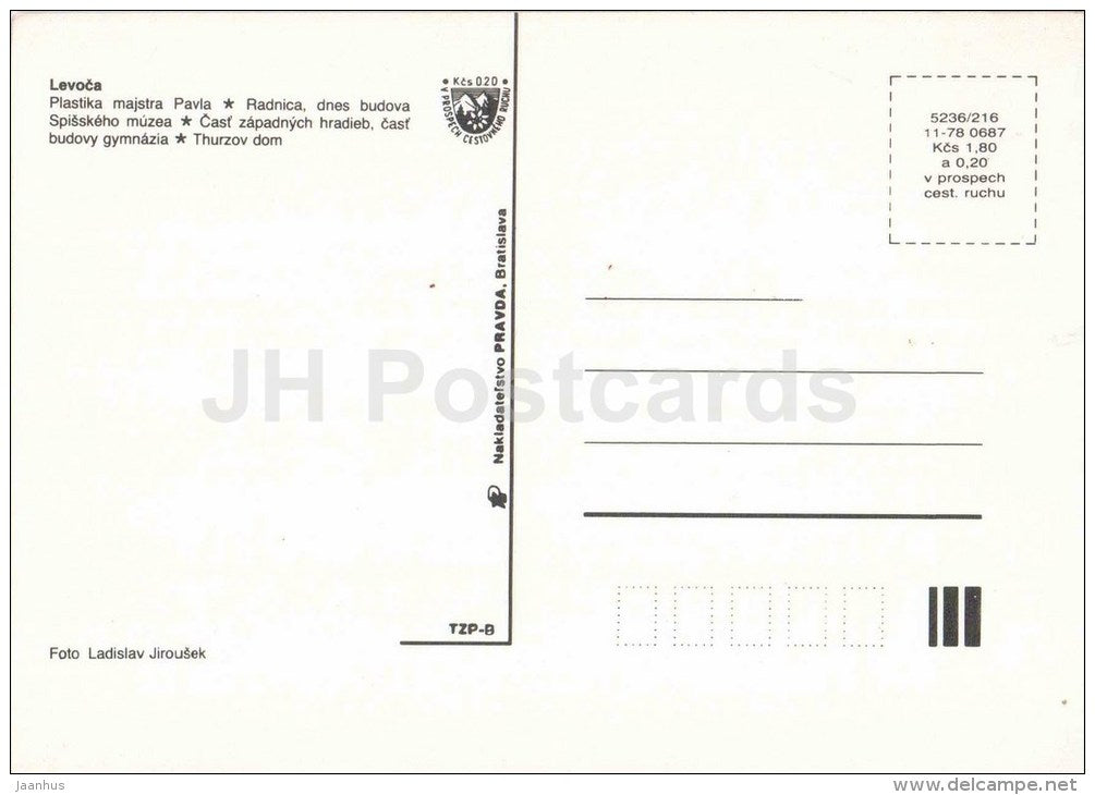 sculpture of Master Pavol - town hall - Thurzov house - Levoca - Czechoslovakia - Slovakia - unused - JH Postcards