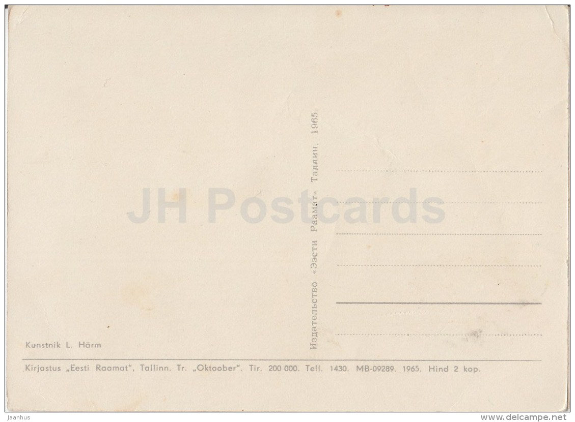 New Year Greeting card by L. Härm - 1 - Santa Claus - Old Thomas - 1965 - Estonia USSR - used - JH Postcards