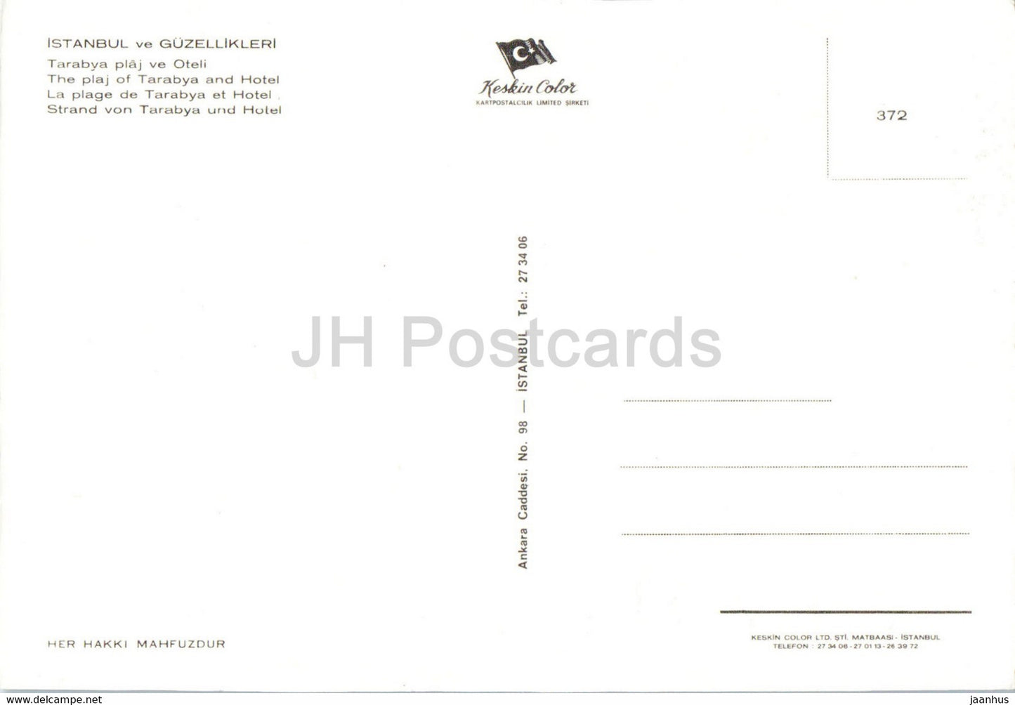Istanbul - La plage de Tarabya et l'Hôtel - 372 - Keskin - Turquie - inutilisé