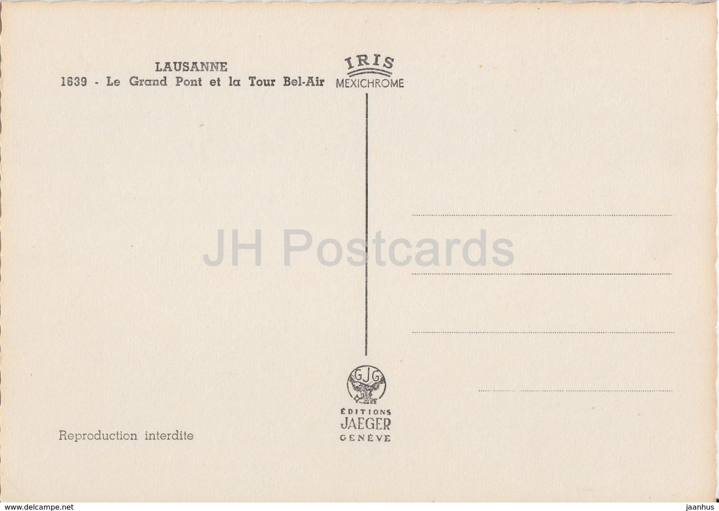 Lausanne - Le Grand Pont et la Tour Bel Air - bus - voitures - 1639 - Suisse - inutilisé