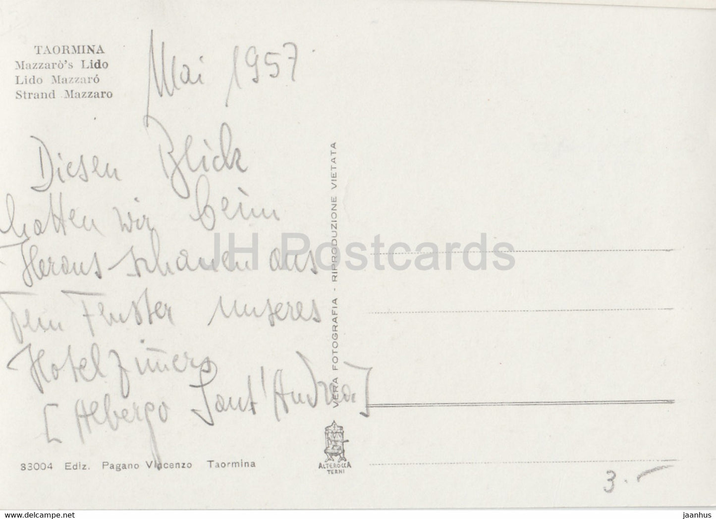 Taormina - Lido Mazzaro - 1957 - alte Postkarte - Italien - gebraucht