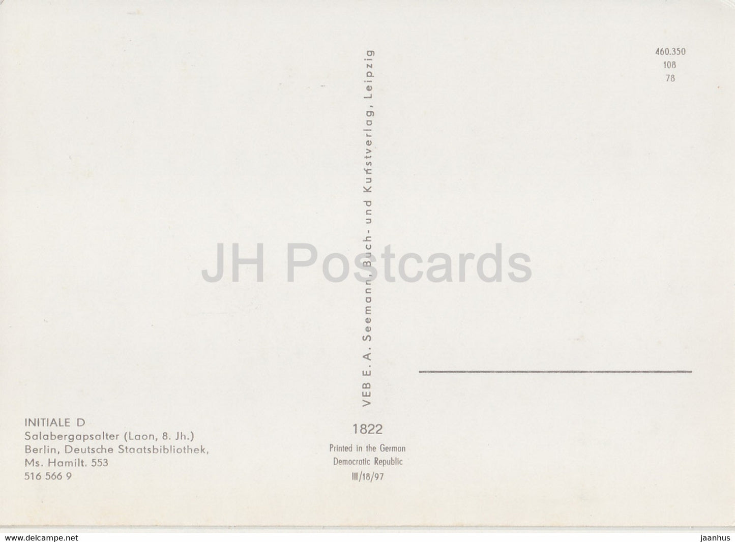 Initiale D - Salabergapsalter - 1822 - Buch - Deutschland DDR - unbenutzt