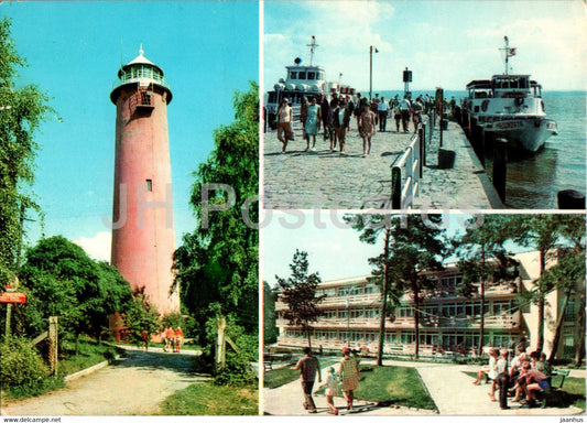 Krynica Morska - Latarnia morska - Zeglugi Gdanskiej - lighthouse - boat - multiview - Poland - unused - JH Postcards
