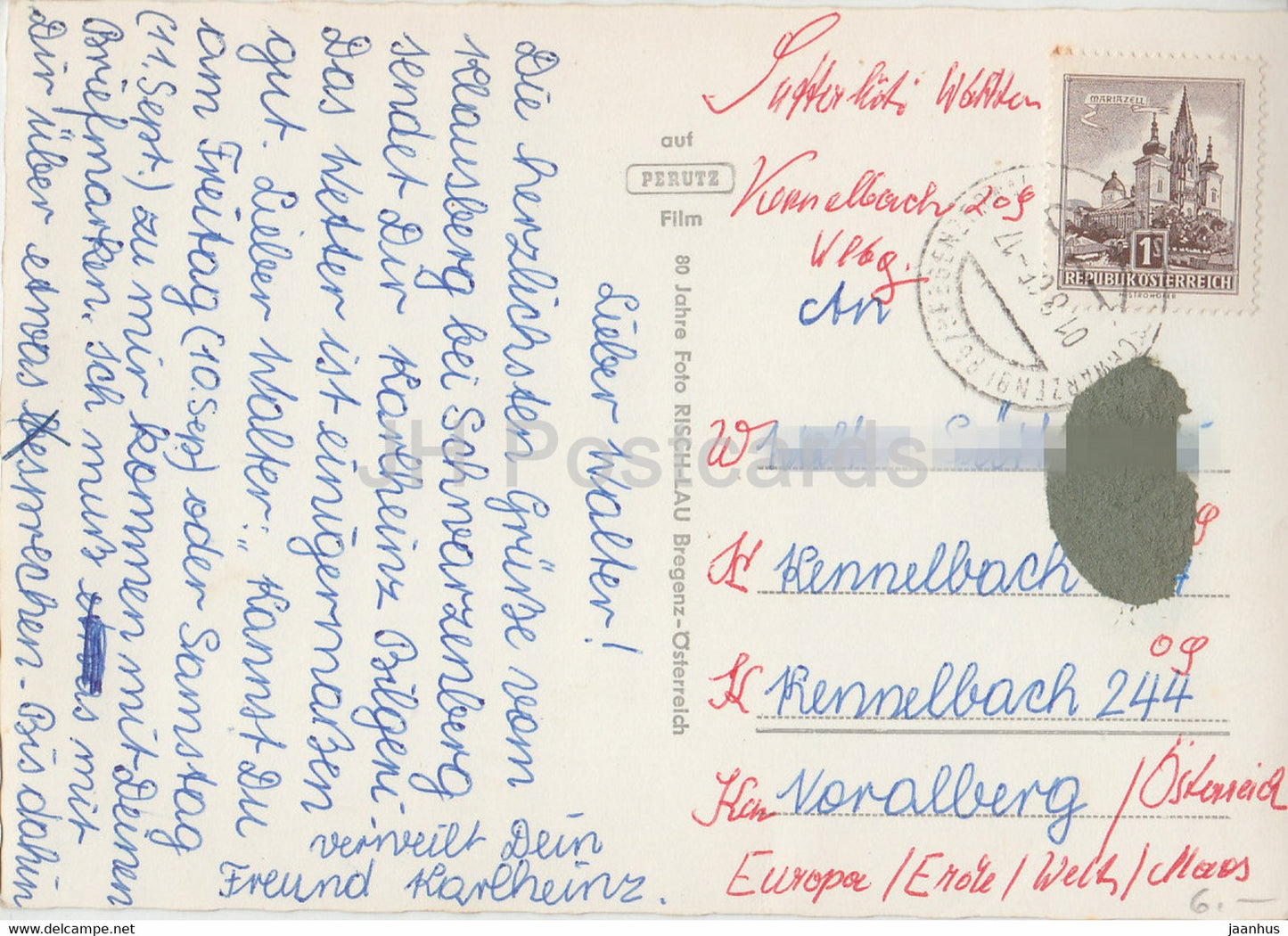 Schwarzenberg i Bregenzerwald mit Winterstaude 1878 m Vorarlberg - 1965 - Österreich - gebraucht