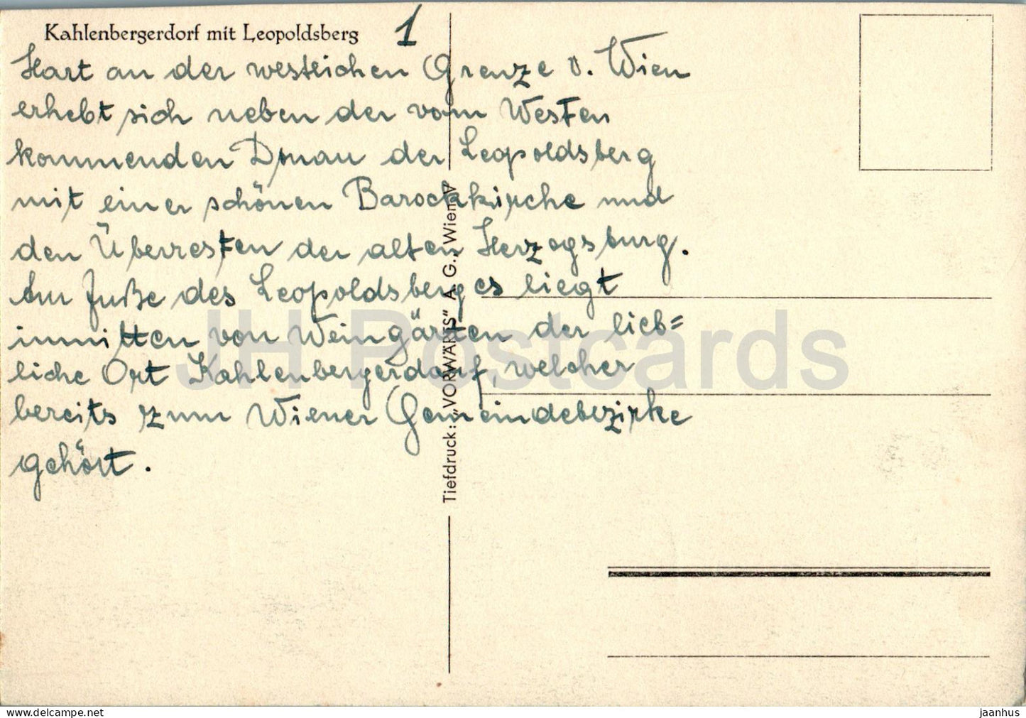 Kahlenbergerdorf mit Leopoldsberg - carte postale ancienne - Autriche - utilisé
