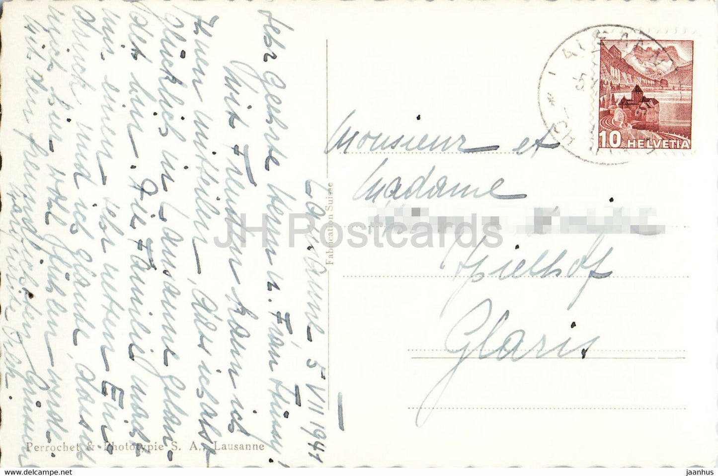 Lausanne - Cathédrale et Université - cathédrale - université - 10365 - carte postale ancienne - 1941 - Suisse - utilisé