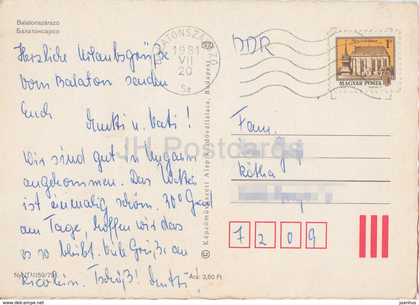 Balaton - Balatonszarszo - monument - camping - sailing boat - multiview - 1981 - Hungary - used