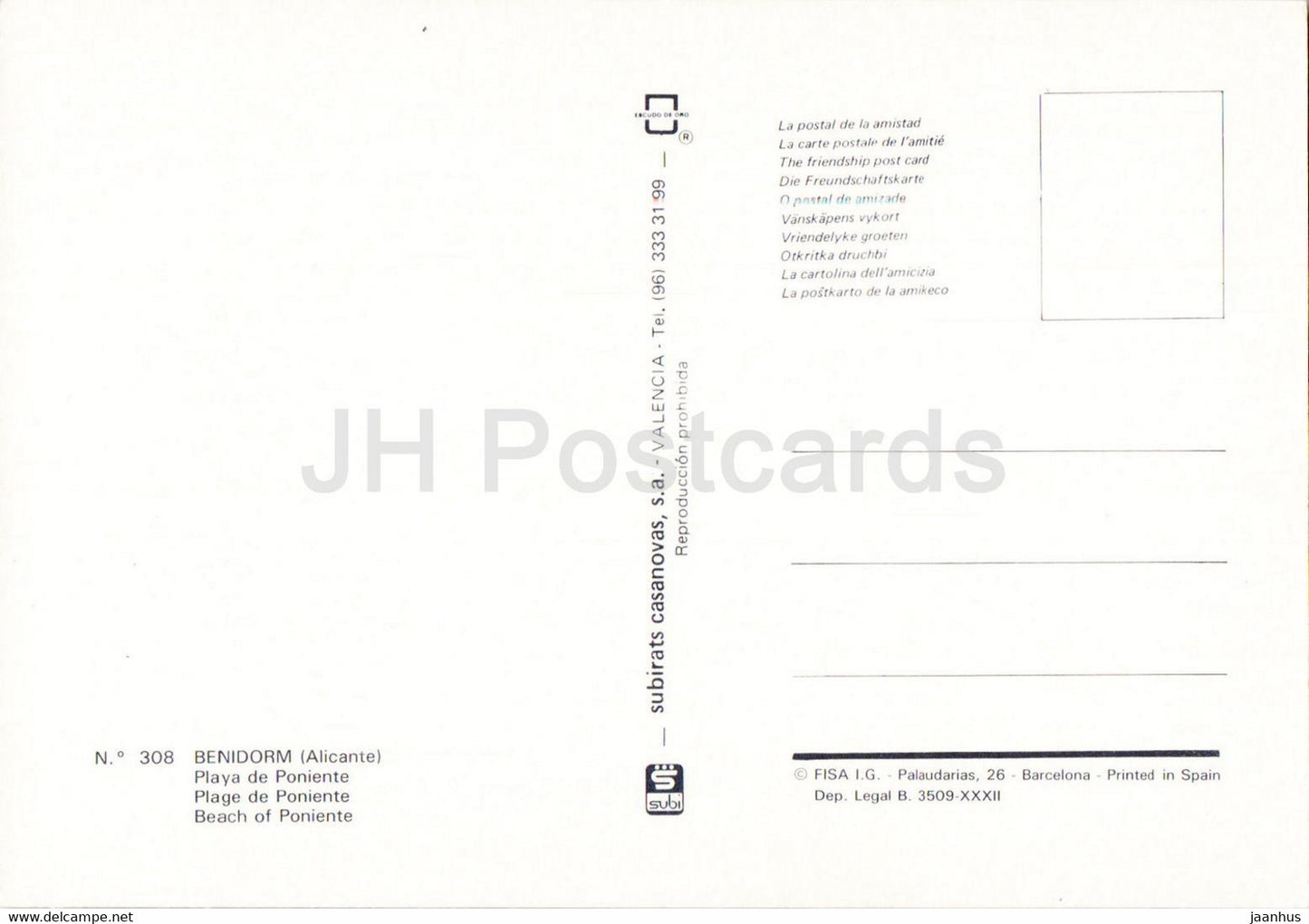 Benidorm - Playa de Poniente - beach - 308 - Spain - unused