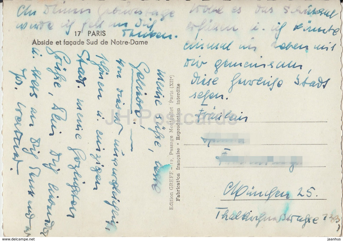 Paris - Abside et Fassade Sud de Notre Dame - Kathedrale - 17 - Frankreich - alte Ansichtskarten - gebraucht