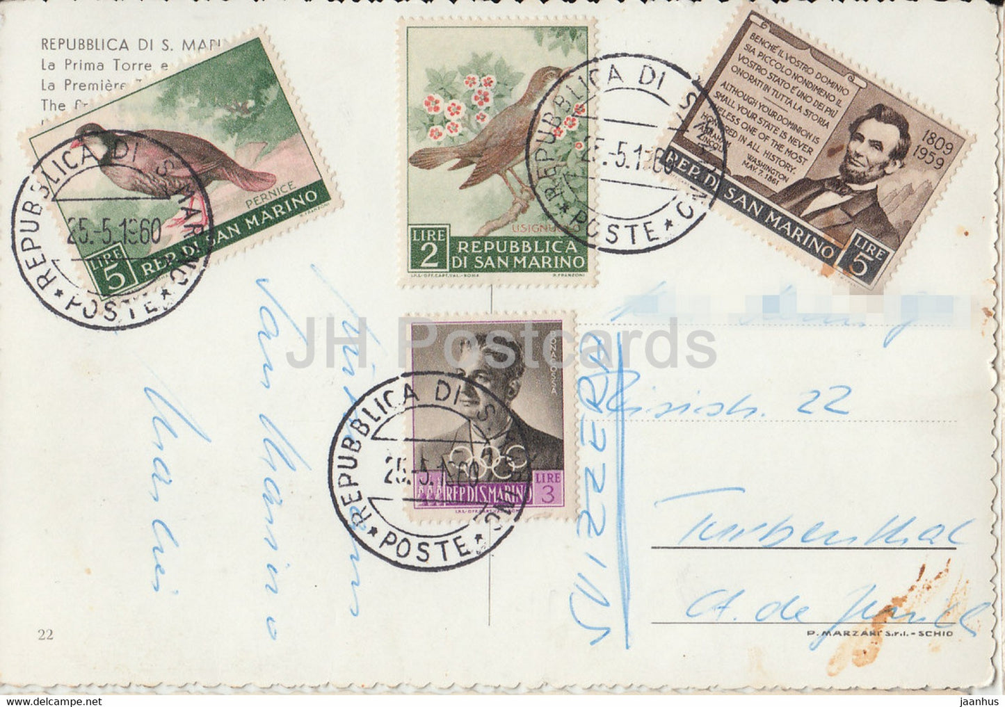 San Marino - La Prima Torre e Pamorama - First Tower - 1960 - San Marino - used