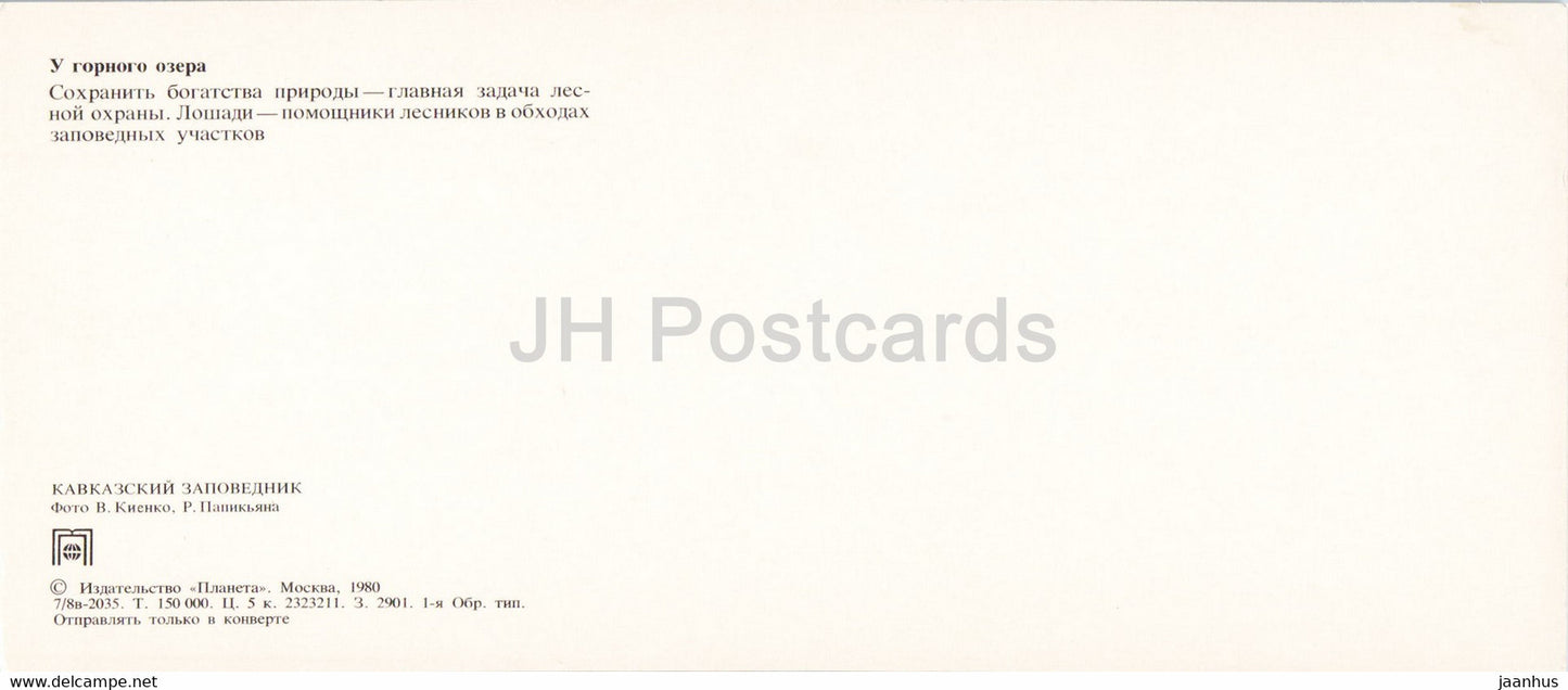 Bergsee - Pferd - Tiere - Kaukasisches Naturschutzgebiet - 1980 - Russland UdSSR - unbenutzt