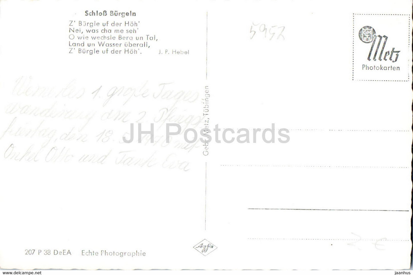 Schloss Burgeln - old postcard - Germany - used